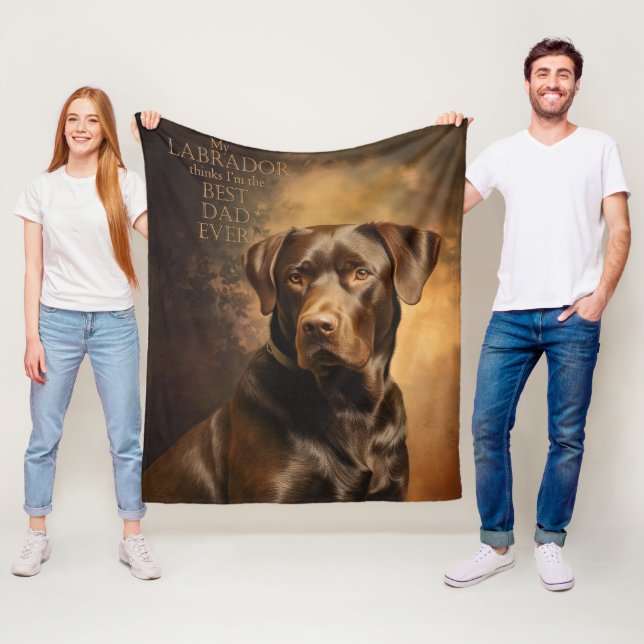 Chocolate Lab Pappa Fleecefilt (På plats)