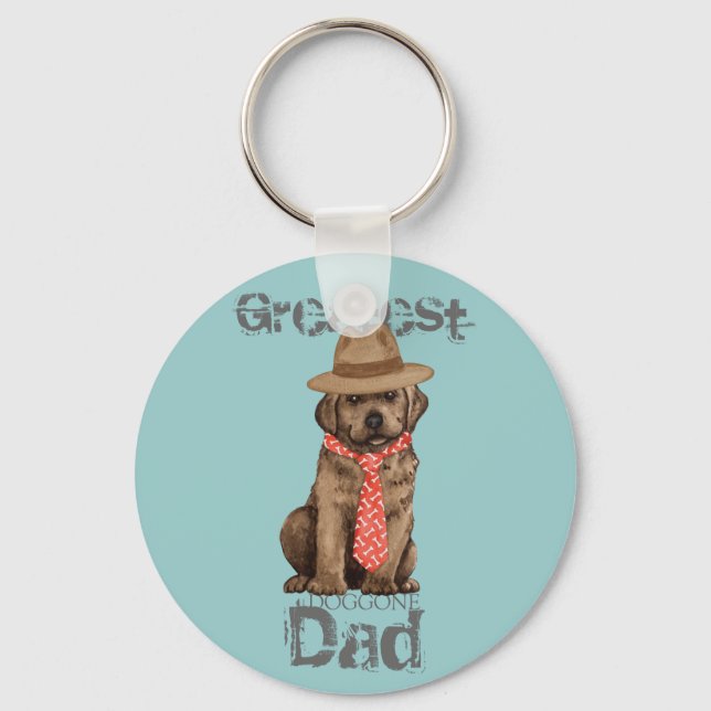 Chocolate Lab Pappa Nyckelring (Framsida)