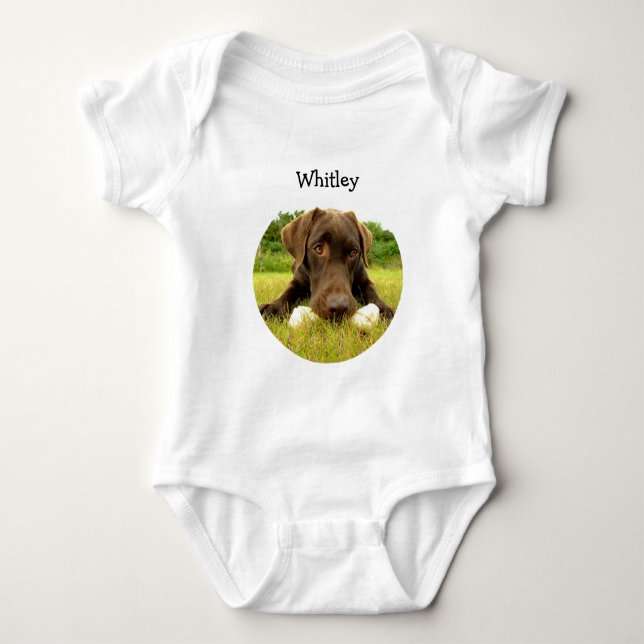 Chocolate Lab Personlig Baby Bodydress T Shirt (Framsida)