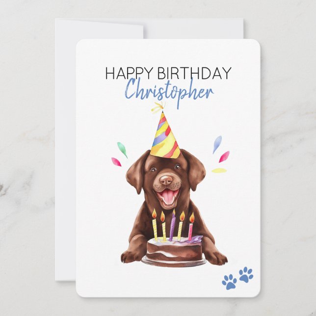 Chocolate Lab Personlig Grattis på födelsedagen Fl Kort (Framsida)