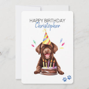 Chocolate Lab Personlig Grattis på födelsedagen Fl Kort