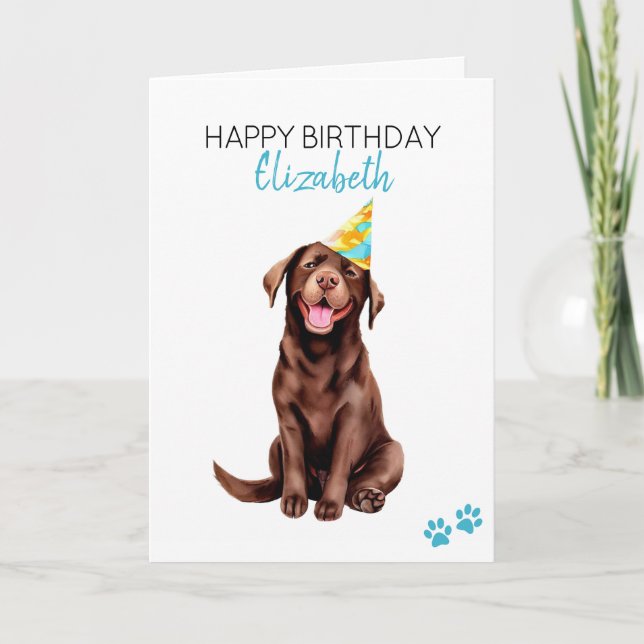 Chocolate Lab Personlig Grattis på födelsedagen Kort (Framsida)
