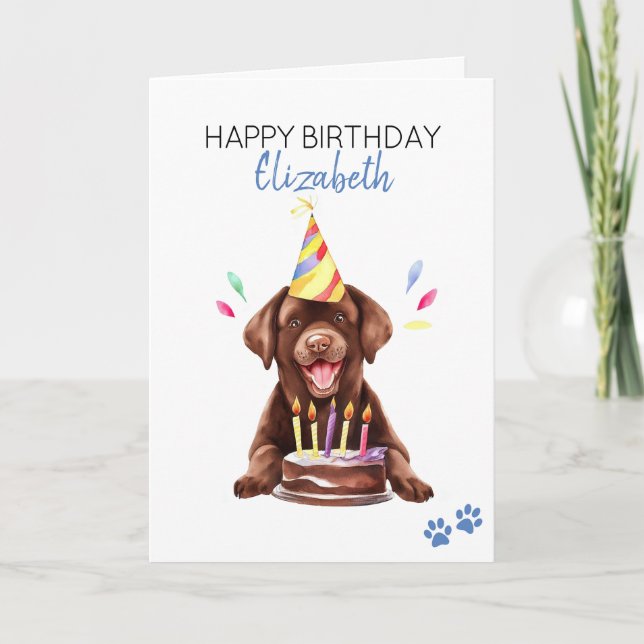 Chocolate Lab Personlig Grattis på födelsedagen Kort (Framsida)