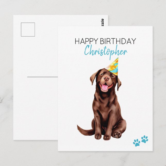 Chocolate Lab Personlig Grattis på födelsedagen Vykort (Fram/baksida)