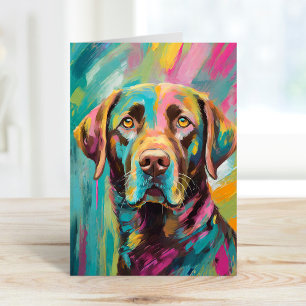 Chocolate Lab Porträtt Colorful Abstrakt Art Kort