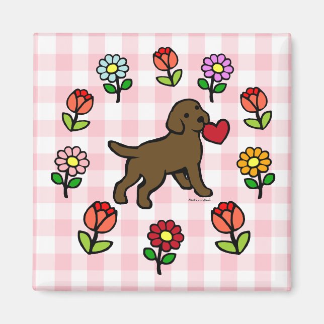 Chocolate Lab Puppy and Red Heart Magnet (Framsidan)
