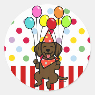 Chocolate Lab Puppy Birthday Balloy Runt Klistermärke