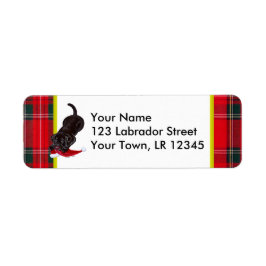 Chocolate Lab Puppy med jultomten jul Returadress Etikett