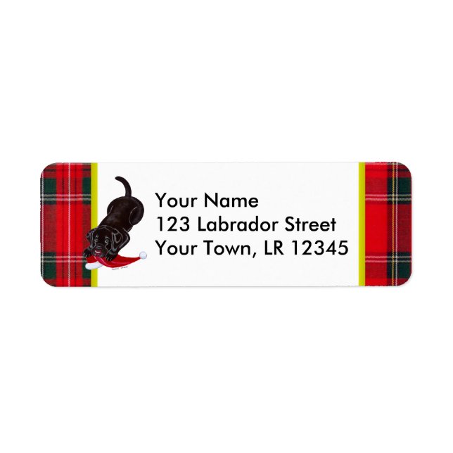 Chocolate Lab Puppy med jultomten jul Returadress Etikett (Framsidan)