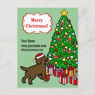 Chocolate Lab Puppy och Julgran Helg Vykort