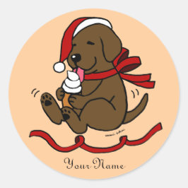 Chocolate Lab Puppy-Tecknaden - Stickers Runt Klistermärke