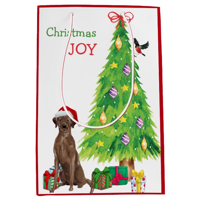 Chocolate Lab Santa Hat Puppy och Julgran (Framsidan)