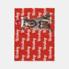 Chocolate Lab Santa Hund - Anpassat namn jul Fleecefilt