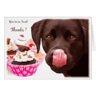 Chocolate Lab - tackkort - Hund - Tack Hälsningskort