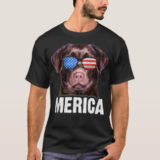 Chocolate Lab USA 4:e juli amerikanska Flagga T Shirt