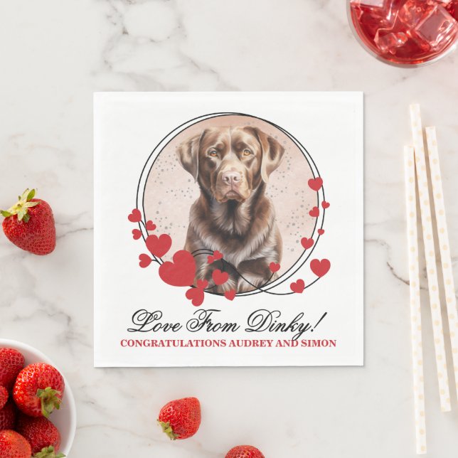 Chocolate Lab Valentine Bröllop Hund Photo Pappersservett (Insitu)