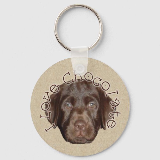 Chocolate Lab-Valp Nyckelring (Framsida)