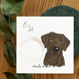 Chocolate Lab vattencolor Bröllop Cocktail Napkins Pappersservett