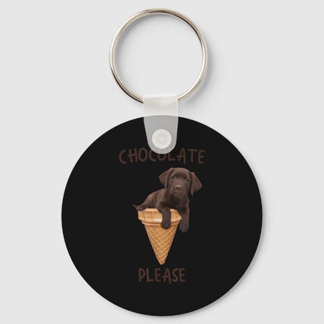 Chocolate Lab Waffle Cone Ice Cream Cute Labrador Nyckelring (Framsida)