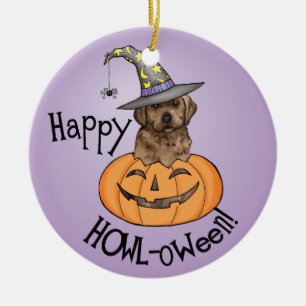 Chocolate Lab Witch Julgransprydnad Keramik