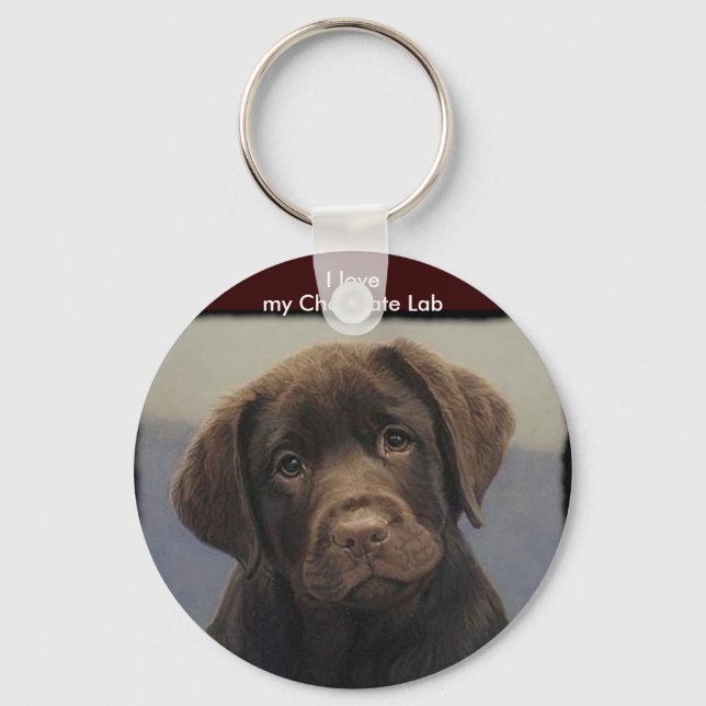 Chocolate Labdrador Retriever Keychain Nyckelring (Framsida)
