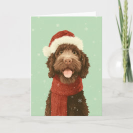 Chocolate Labradoodle Holiday Greeting Kort