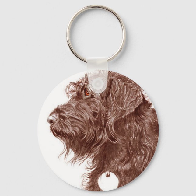 Chocolate Labradoodle Keychain Nyckelring (Framsida)