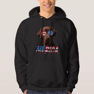 Chocolate Labrador American Flagga Lab Hund 4:e av Hoodie