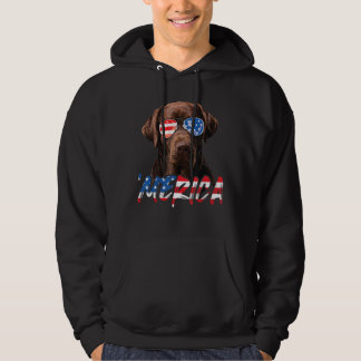 Chocolate Labrador American Flagga Lab Hund 4:e av Hoodie