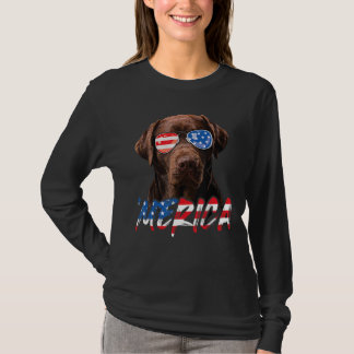 Chocolate Labrador American Flagga Lab Hund 4:e av T Shirt