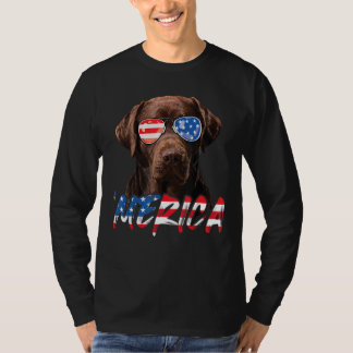 Chocolate Labrador American Flagga Lab Hund 4:e av T Shirt
