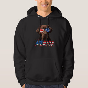Chocolate Labrador American Flagga Lab Hund 4th of Hoodie