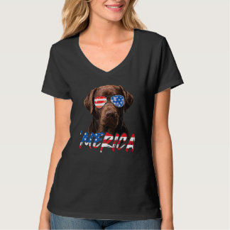 Chocolate Labrador American Flagga Lab Hund 4th of T Shirt