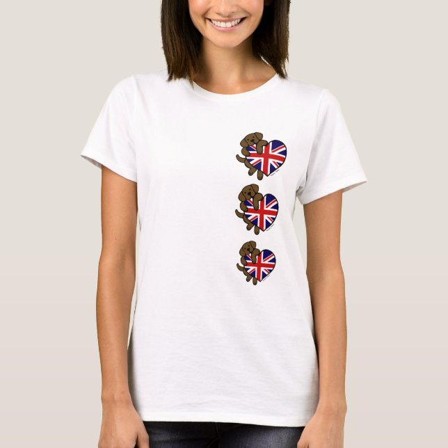 Chocolate Labrador British Heart Tee Shirt (Framsida)