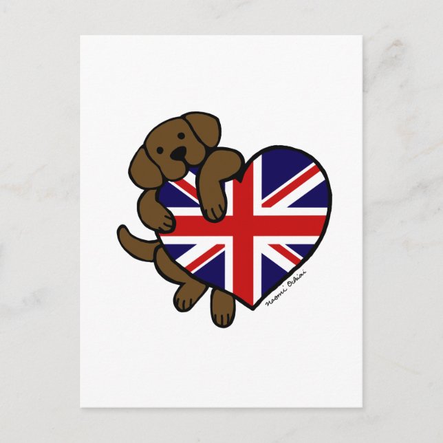 Chocolate Labrador British Heart Vykort (Framsida)