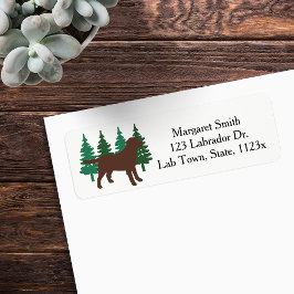 Chocolate Labrador Evergreen Returadress Etikett