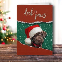 Chocolate Labrador Festive Santa Hat Helgdag Card