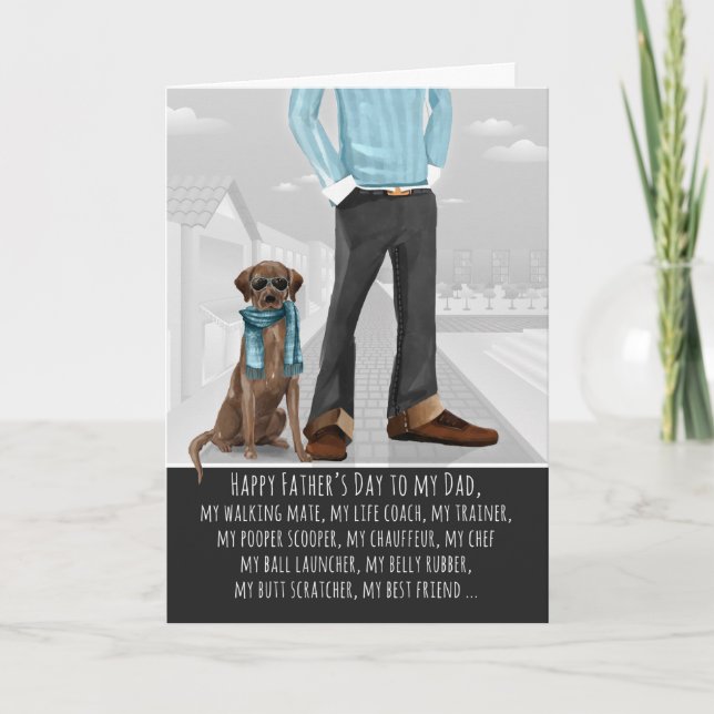 Chocolate Labrador från Hund Fars dag Kort (Framsida)