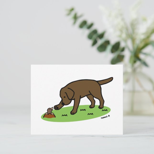 Chocolate Labrador Friendly Postcard Vykort (Stående Fram)