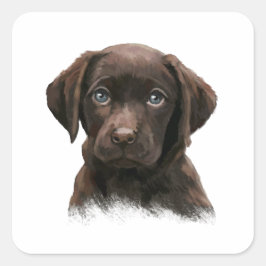 Chocolate Labrador Fyrkantigt Klistermärke