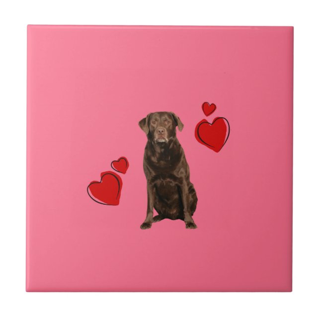Chocolate Labrador Glad Alla hjärtans dag Kakelplatta (Framsidan)