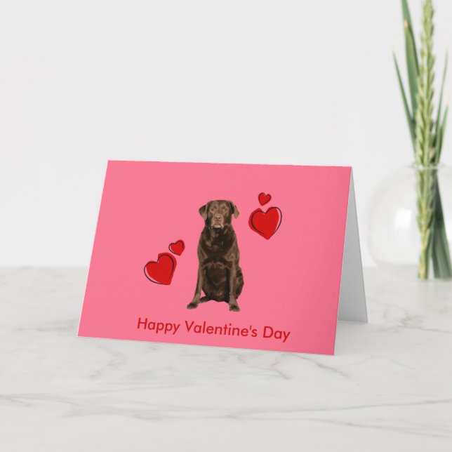 Chocolate Labrador Glad Valentine Day Card Helgkort (Framsida)