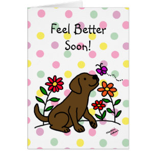 Chocolate Labrador & Grönt känns bättre snart Hälsningskort