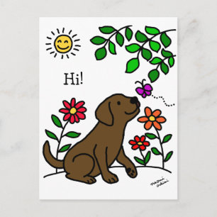 Chocolate Labrador & Grönt Vykort