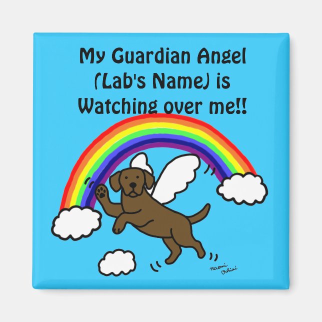 Chocolate Labrador Guardian Angel (Rainbow Bridge) Magnet (Framsidan)