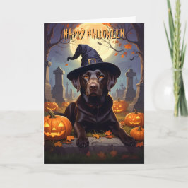 Chocolate Labrador Halloween Kort