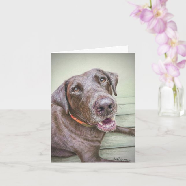 Chocolate Labrador-hämtning blank notecard Kort (Orkide)