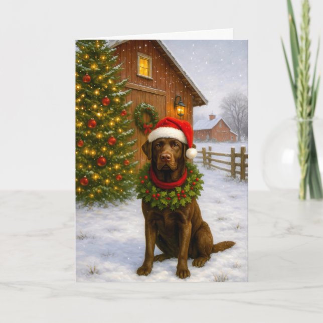 Chocolate Labrador Holiday Card Helgkort (Framsida)