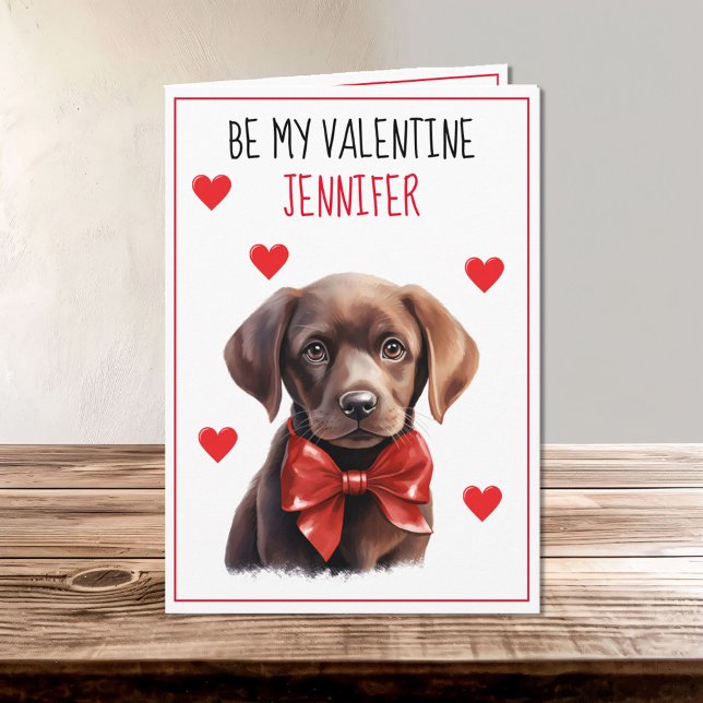 Chocolate Labrador Hund I Woof You Valentine Kort (Skapare uppladdad)