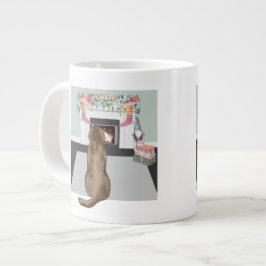 Chocolate Labrador Hund julfireplace Scene Jumbo Mugg